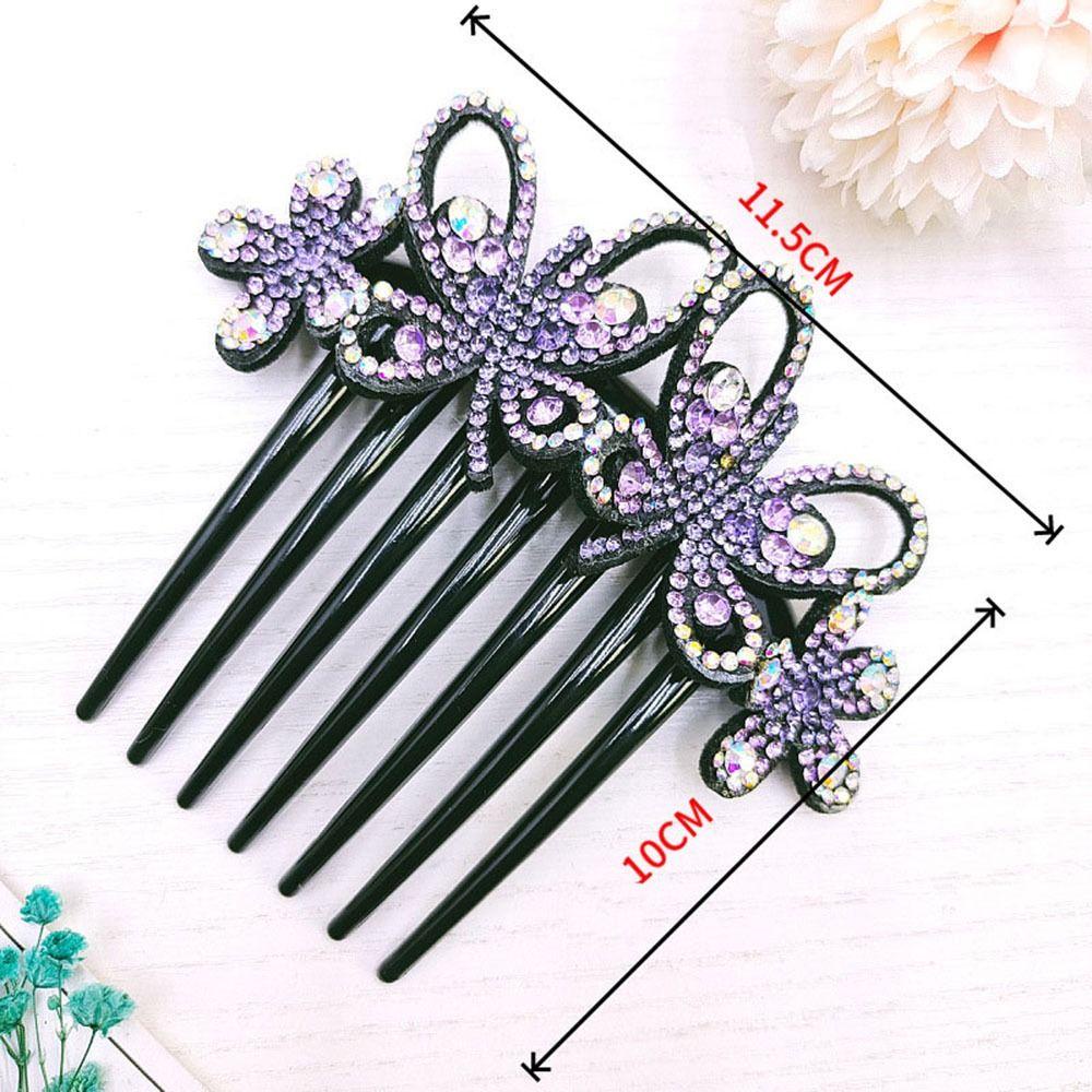 NEEDWAY Needway Sisir Rambut Kupu-Kupu Manis Hiasan Kepala Pengantin Bunga Aksesoris Rambut Pernikahan Hair Curler Diamond Untuk Wanita Gaya Korea Hair Clip