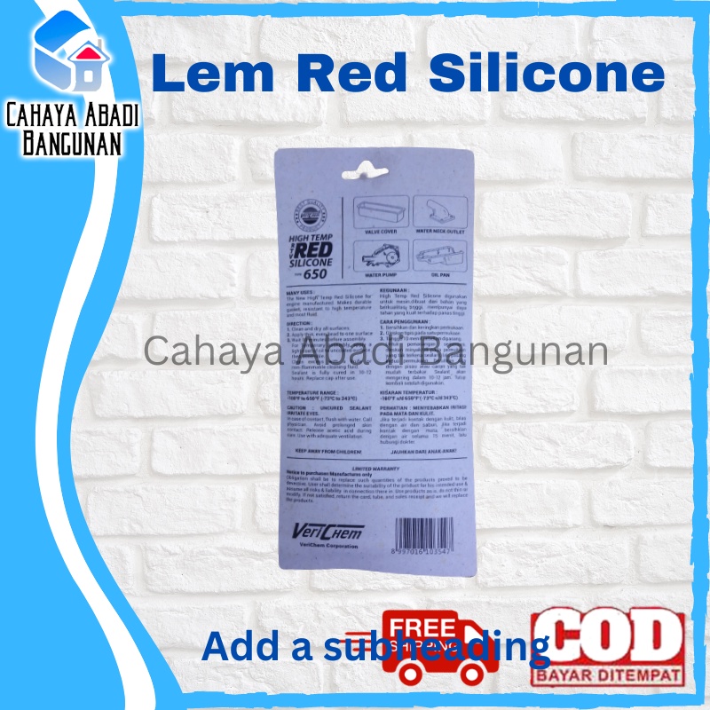 Lem High Temp RED Silicone USA 650 70gr - Sealant Paking Gasket Merah