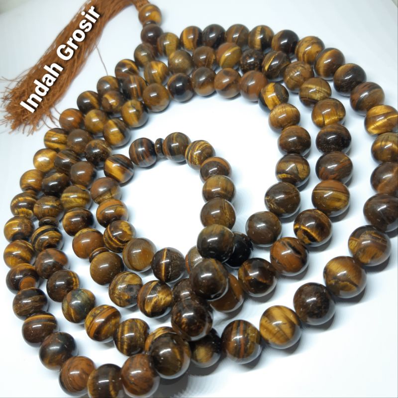 TASBIH BATU TIGER EYE 108BUTIR 12MM NATURAL