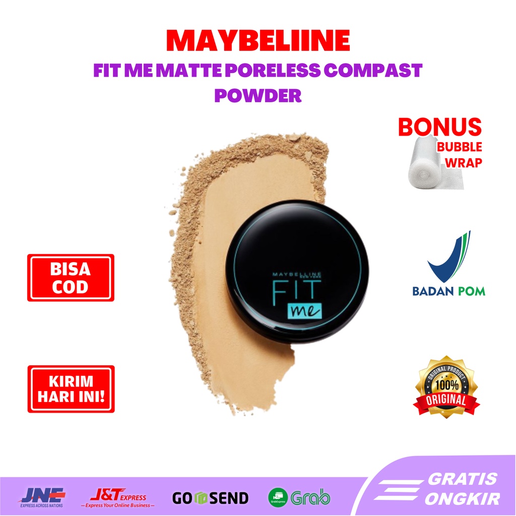 Maybelline Fit Me Matte Poreless BPOM 12H Oil Control Compact Powder Bedak Padat