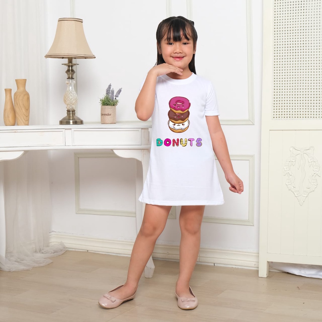 Hzl_outfit DRESS FOR GIRL KIDS ANAK DONUTS DRESS ANAK (COD)