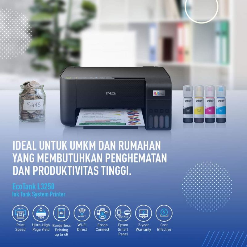 Printer Epson L3250 / Ink Tank / WIFI PRINT SCAN COPY / GANTI L3150