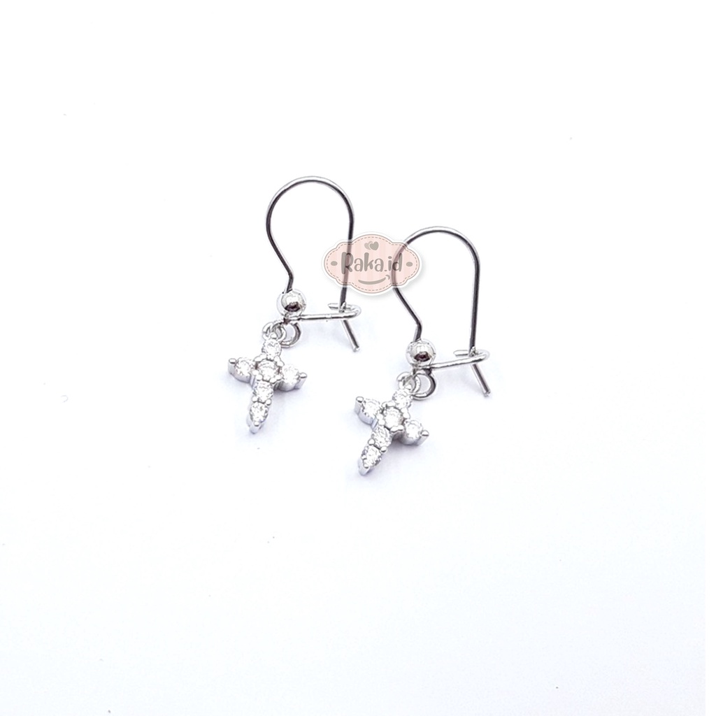 Anting Wanita Dewasa Anting Korean Style Anting Clip Kait Motif Salib 1223