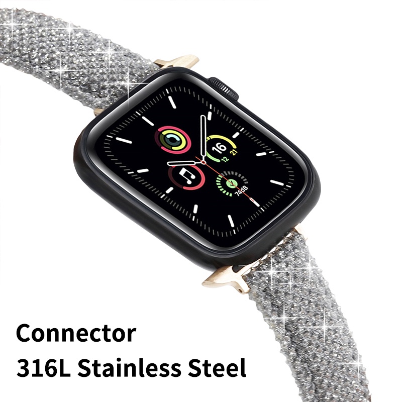 Leather Gleaming Shining Watch Strap Compatible With iWatch Ultra 8 SE 7 6 for iWatch Series 49mm 45mm 41mm