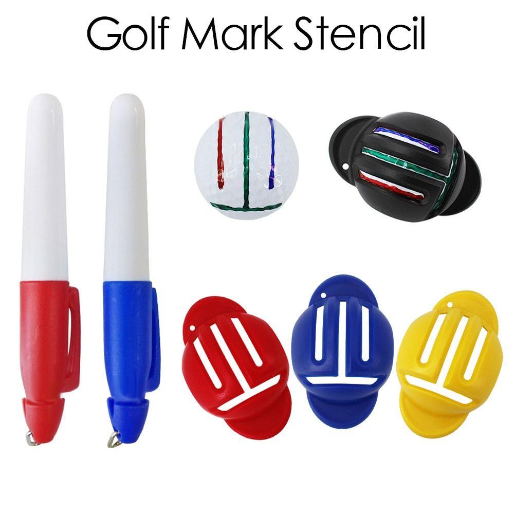 Top Golf Ball Marker Dengan 2pen Menaruh Alat Bantu Posisi Penanda Gambar Garis T Line Marker