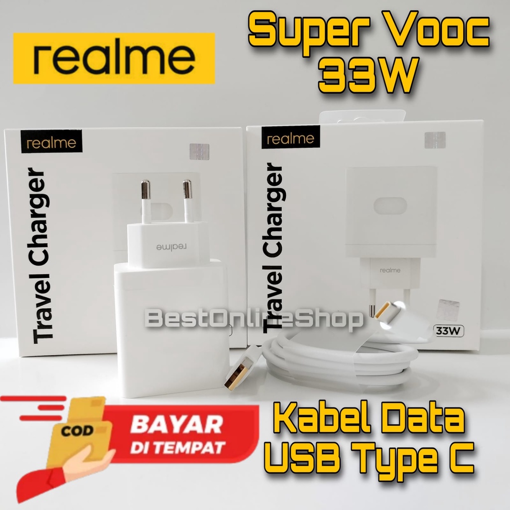 Charger Realme 33W SuperVooc SuperDart Kabel Data USB Type C 100% Original