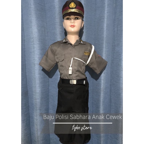 Baju Profesi Anak/Baju Polisi Sabhara Anak Cewek (Rok) Paket Komplit Murah/Baju Karnaval/Baju Tk