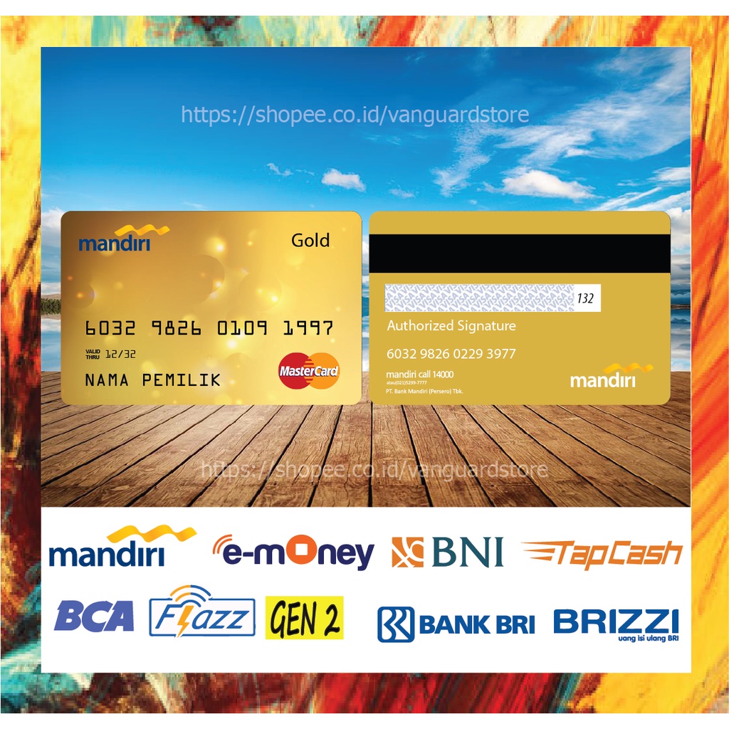 KARTU E MONEY E TOLL KARTU MANDIRI MASTERCARD GOLD 6 DEBIT CREDIT EMONEY MANDIRI FLAZZ BCA BNI TAPCASH BRIZZI BRI - 2 SISI