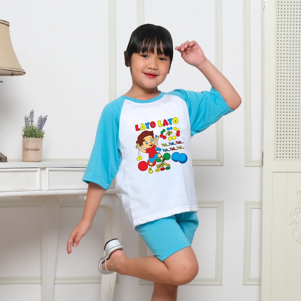 Hzl_outfit Setelan Baju Model Anak Perempuan Lato Lato Tek Tek Tek/Setelan Lato Lato Tek Tek Tek Anak Anak