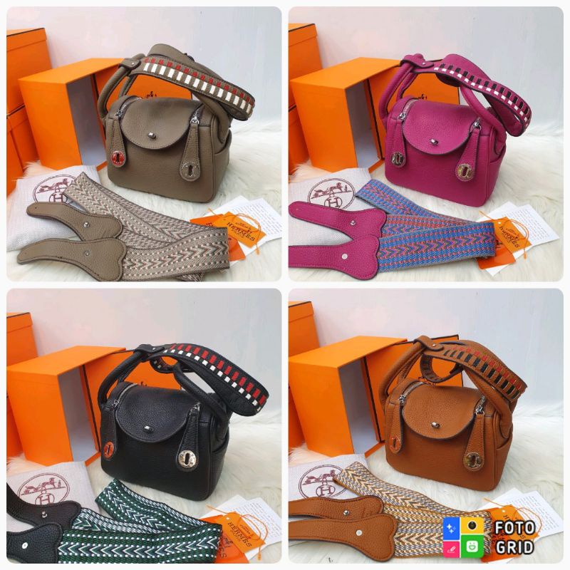 tas fashion import Lindi mini 2 tali free box, tas bahu dan selempang mini double strap