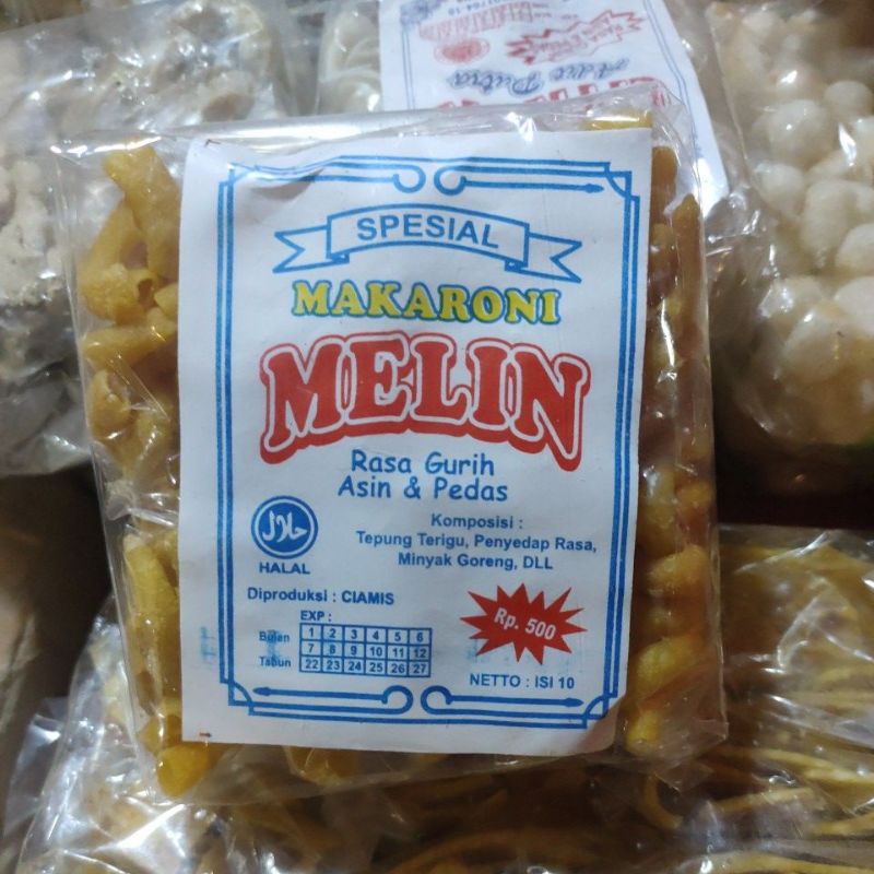 

Cemilan Makaroni Melin Rasa Gurih Asin dan Pedas