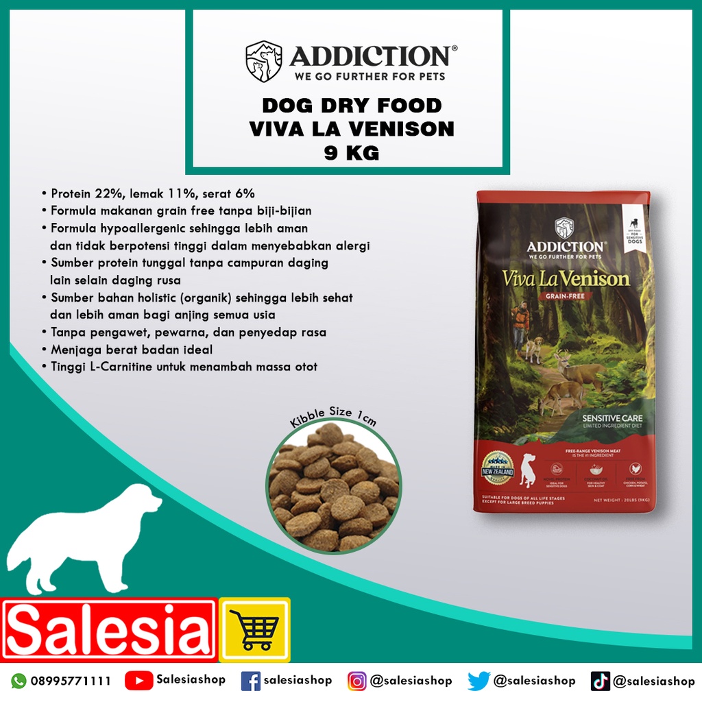 PAKAN ANJING ADDICTION VIVA LA VENISON 9 KG MAKANAN KERING DAGING RUSA