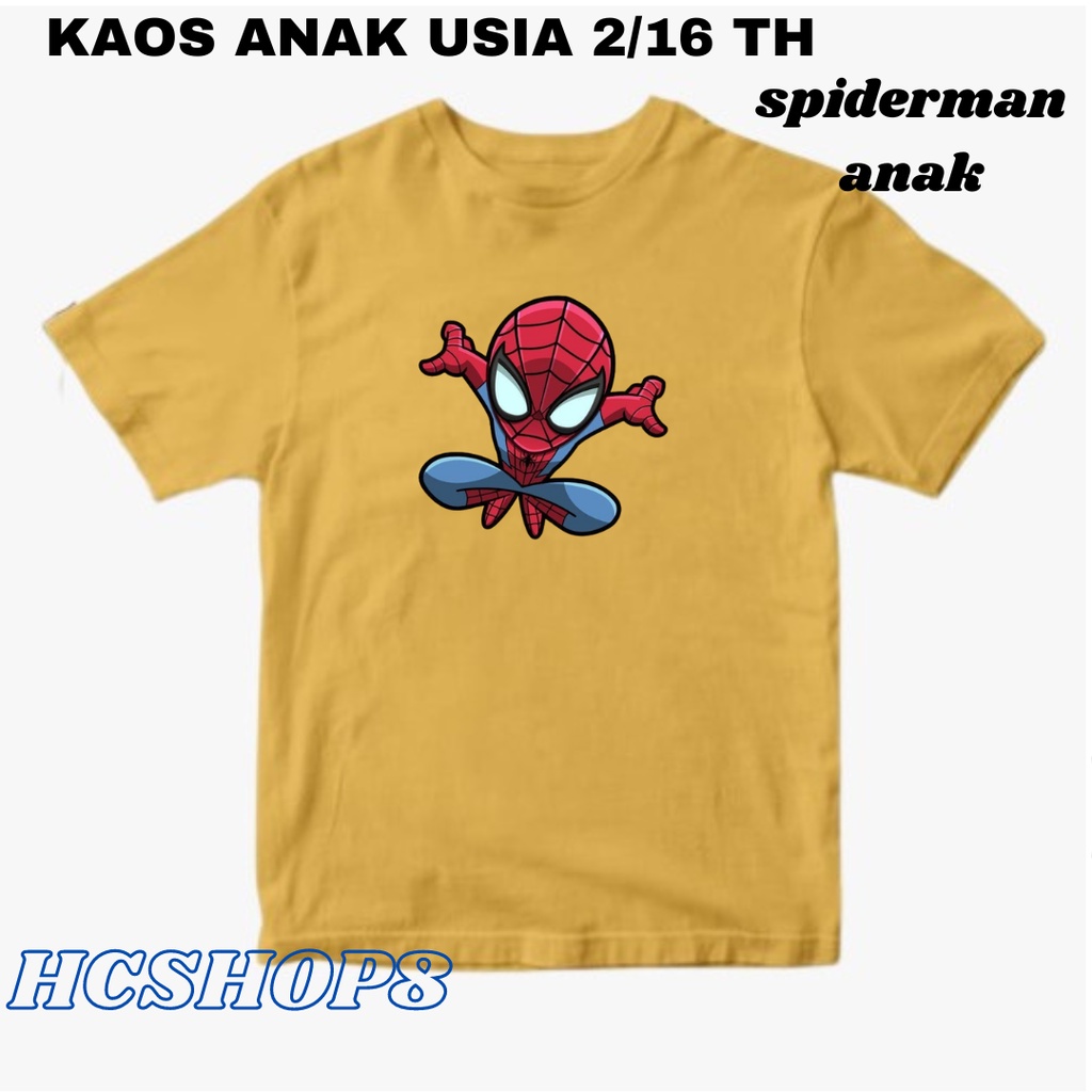 Kaos Anak Laki Laki Baju Anak Perempuan Logo Spiderman Warna Usia 2-16 Tahun Unisex