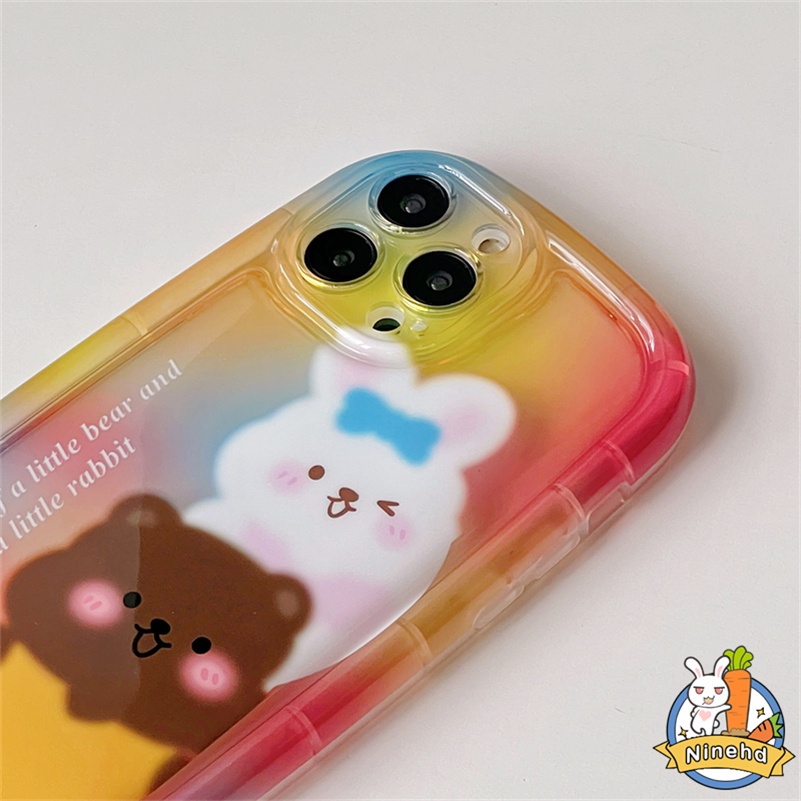 IPHONE Casing Kompatibel Untuk Iphone14 13 12 11 Pro Max X Xr Xs Max8 7 6 6s Plus Se2020Kartun Lovely Rabbit Tpu Silikon Casing Ponsel Tebal Airbag Shockproof Soft Case Cover Pelindung