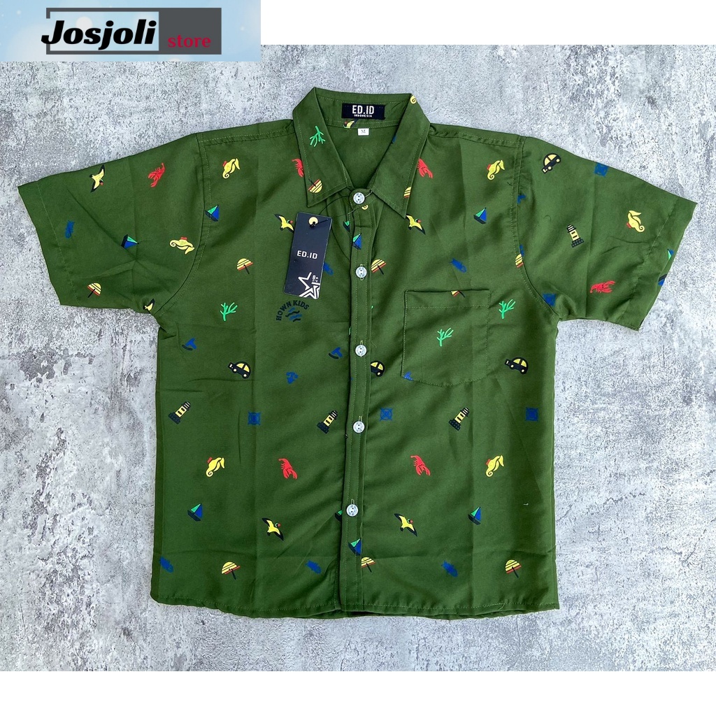 JOSJOLI_STORE/Kemeja Kids Owen/Kemeja Anak Laki-Laki Lengan Pendek/Fashion Anak/Size S, M, L, XL