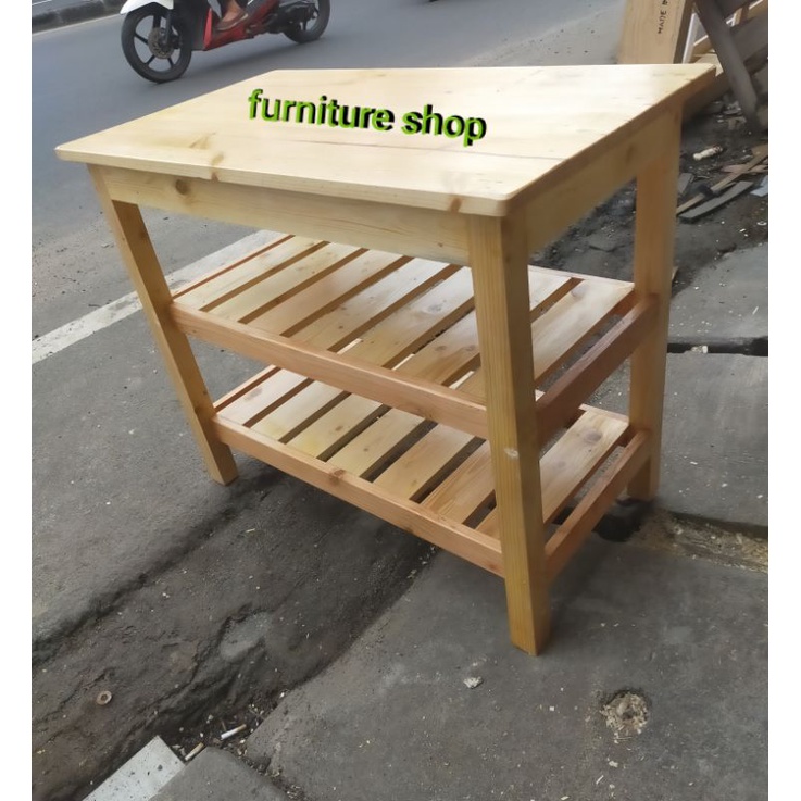 meja susun 2rak meja kompor meja aquarium 80×45×65cm full kayu Pinus jati Belanda