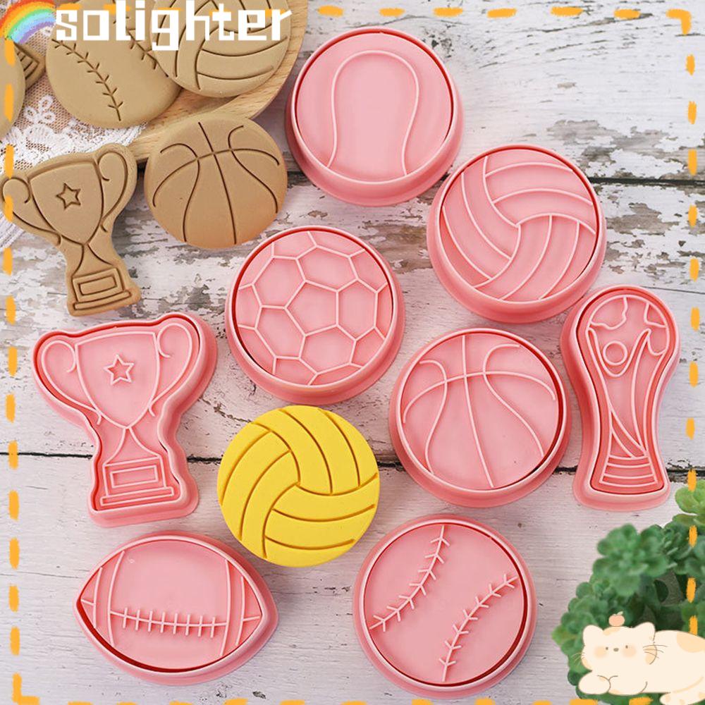 Solighter 8pcs/set Cetakan Biskuit Makanan Fondant Sepak Bola Cetakan Kue Plastik