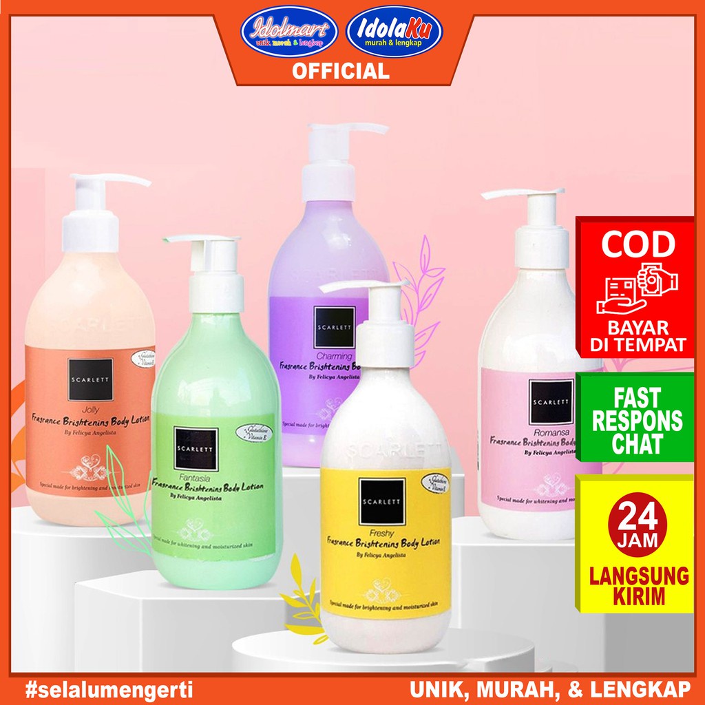 IDOLMART Scarlett Whitening BPOM Resmi Original Scarlett Body Lotion / Body Scrub / Facial Wash / Day Cream / Night Cream / Shower Scrub / Serum / Gel Mask / Essence Toner Surabaya