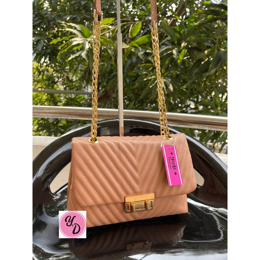 ( BISA COD ) TAS YUDE WANITA SELEMPANG CEWEK SLINGBAG KUNCI PUTAR TERBARU UK 23X16 CM