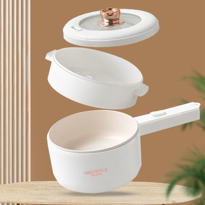 panci listrik Panci Listrik Y25 Kompor Elektrik Portable Multifungsi Pan AntiLengket - Putih(U3L5) P
