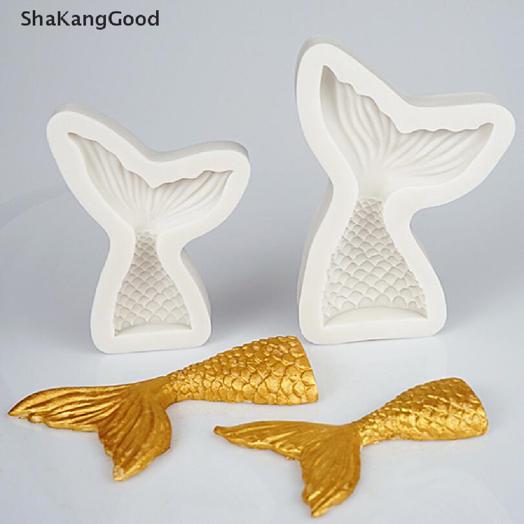 Skid 3D Mermaid Tail Shell Bintang Laut Cetakan Silikon Fondant Dekorasi Kue Cetakan Kue SKK