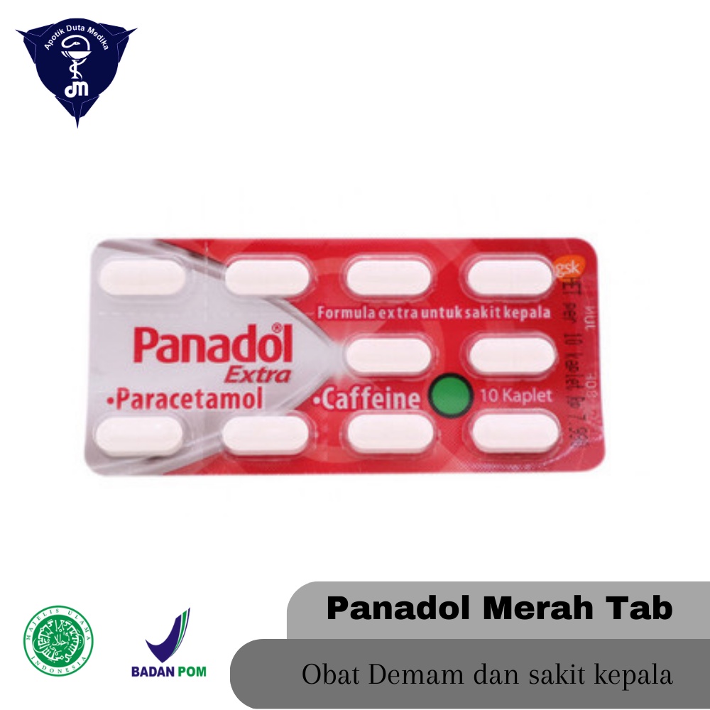 PANADOL EXTRA MERAH 10 TABLET - OBAT DEMAM DEWASA/PENURUN DEMAM DEWASA/OBAT NYERI DEWASA