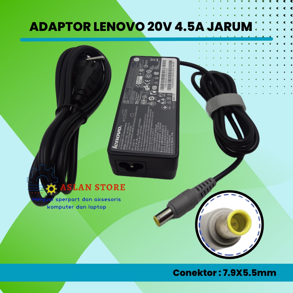 20V 4.5A 90W Lenovo Thinkpad E420 E430 T61 T60p Z60T T60 T420 T430 F25 Notebook Adapter Adaptor Charger Lenovo 20V-4.5A 7.9x5.5 mm (Jarum) Original