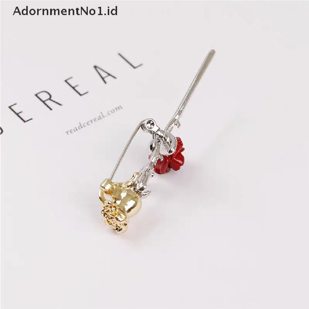 [AdornmentNo1] Bros Bunga Mawar Merah Untuk Wanita Elegan Buket Bunga Tulip Kerah Pin [ID]