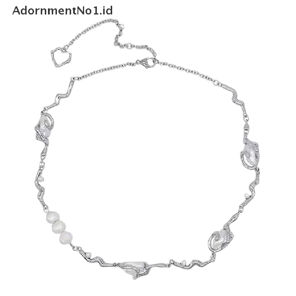 [AdornmentNo1] Fashion Baroque Pearl Kalung Choker Perhiasan Wanita Pernikahan Tidak Teratur Bunga Pearls Elegan Alami Mutiara Air Tawar [ID]