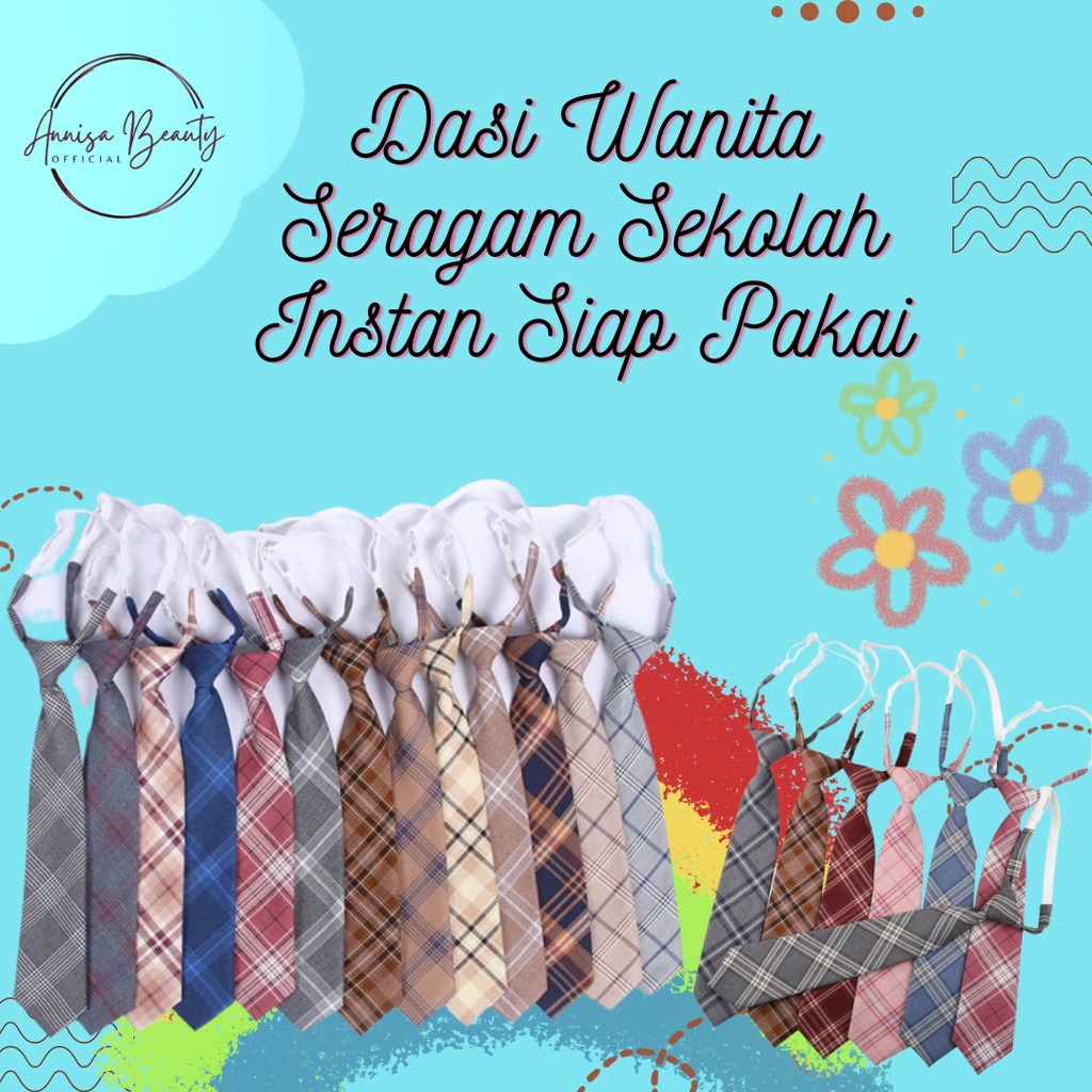 Dasi Wanita Seragam Sekolah Instan Siap Pakai