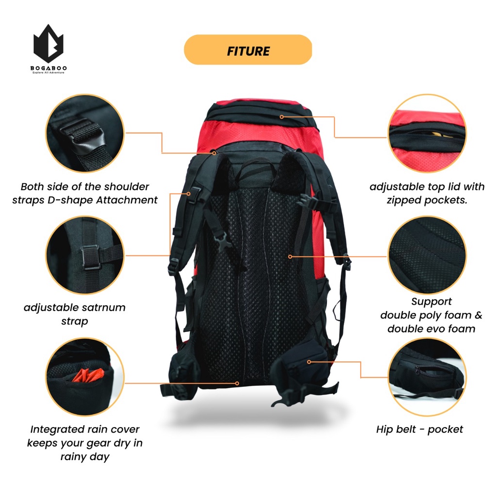COD Tas Carrier Bogaboo SERI Mahven PRO 45 Liter + 10 L - Tas Keril  Camping Outdoor - Tas Ransel Gunung - Tas  Hiking