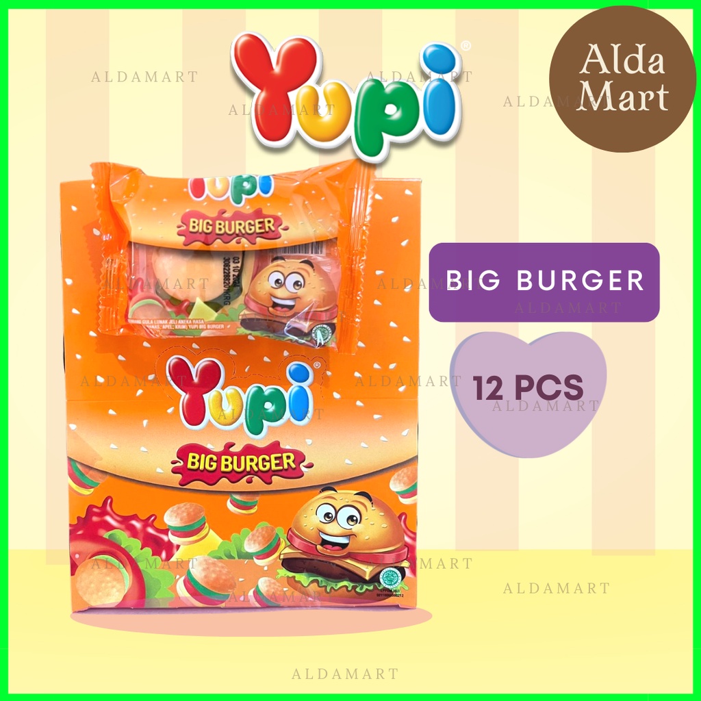 Permen Yupi Big Burger 1 kotak isi 12 pcs