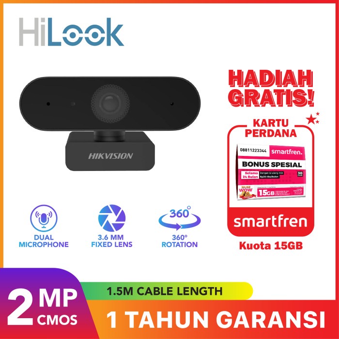 Earpon Webcam Camera Cctv 360 Rotation Ds-U02 Accessories Black Hikvision