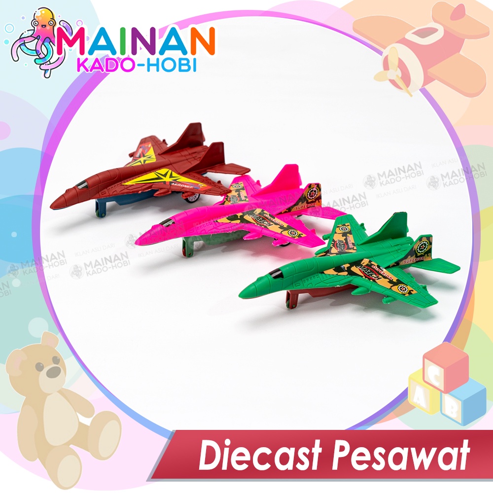 KADO KOLEKSI MAINAN ANAK LAKI MINIATUR DIECAST PESAWAT JET ARMY TEMPUR