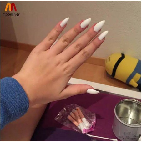 500pcs Sharp End Nail Art Full Cover Oval Stiletto False Fake Nails Tips