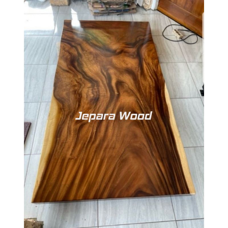 meja makan kayu trembesi top table trembesi daun meja