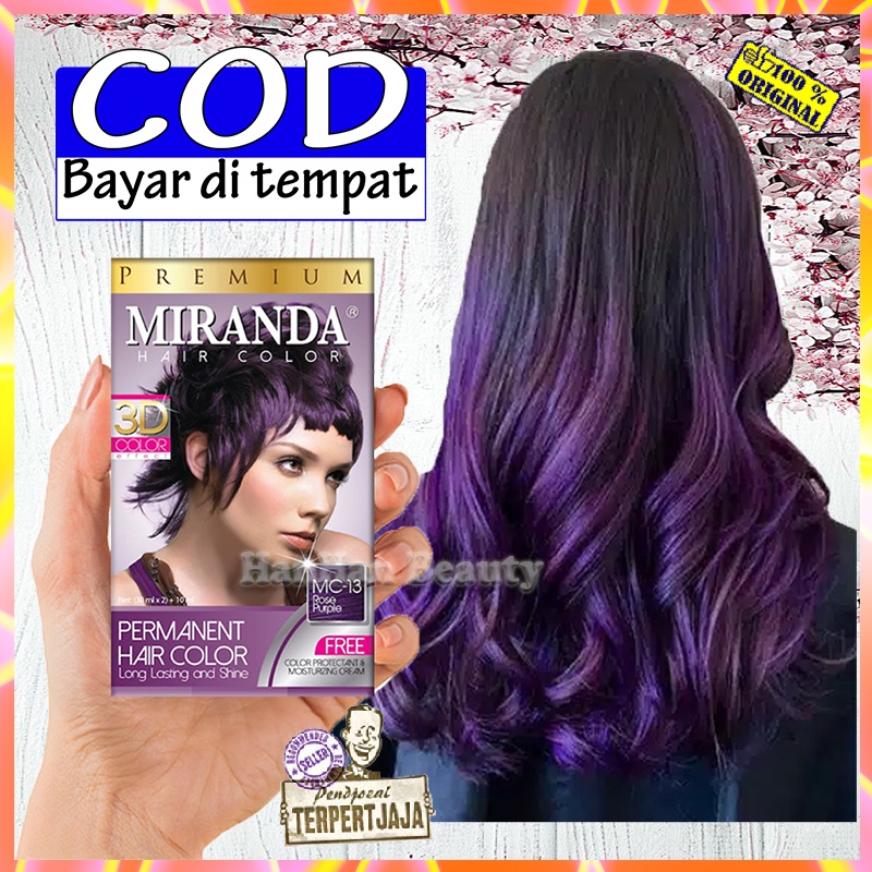 Pewarna Rambut Permanen Aman 100% Original Miranda Hair Color Premium MC-13 Rose Purple Pewarna Ramb