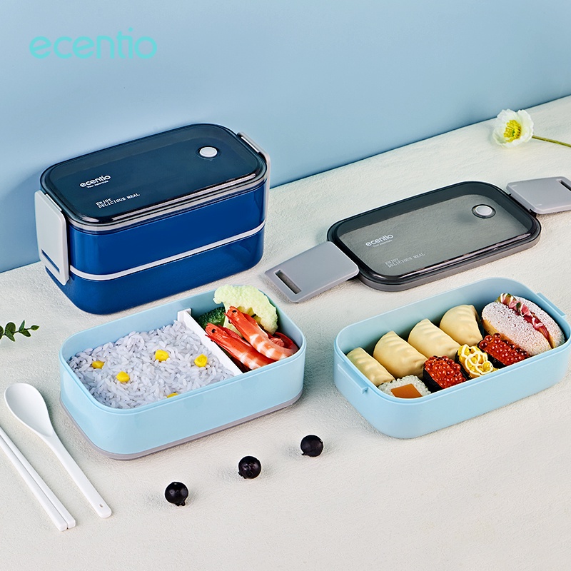 ecentio Lunch Box Double/Single Layer kotak Makan Kotak Bekal /Bento box Kapasitas Besar anti bocor kotak nasi bento 800ml/1600ml