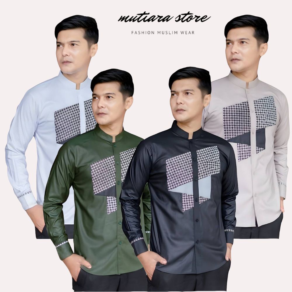 Baju Koko Pria Terbaru Lengan Panjang Motif Razzka