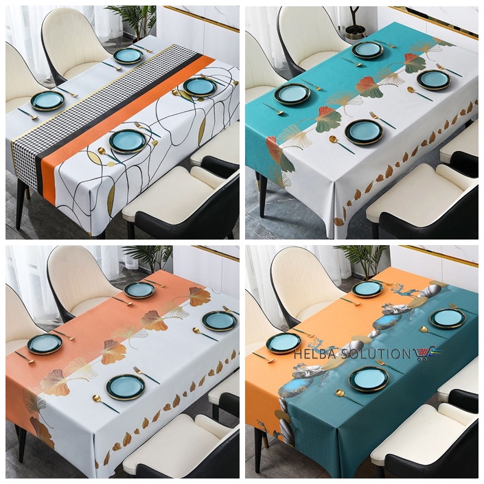 Taplak Meja Makan Ruang Tamu Aesthetic Premium 140x180cm Alas Meja Sultan Elegan Anti Air Ukuran Lebih Besar Dan Tebal PVC Waterproof Table Cloth