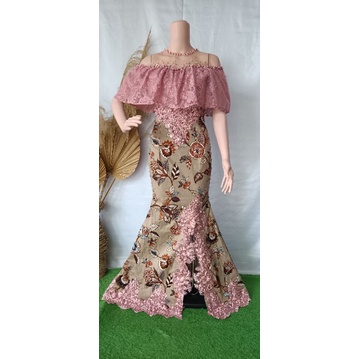 gaun batik strech duyung & tile mutiara full payet