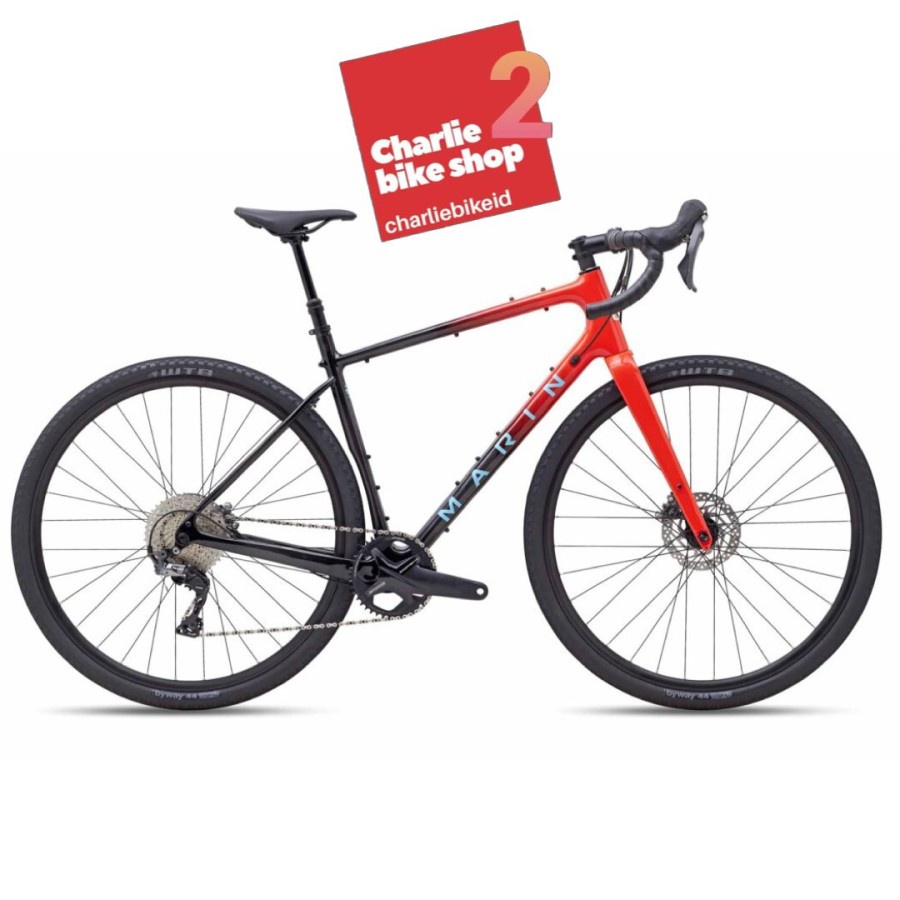 Fullbike Gravel Bike MARIN HEADLANDS 2 Carbon - Black Orange - Sepeda Gravel
