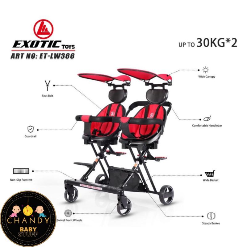 STROLLER BABY KEMBAR / TWIN EXOTIC LW 366 ( BISA HADAP DEPAN BELAKANG )