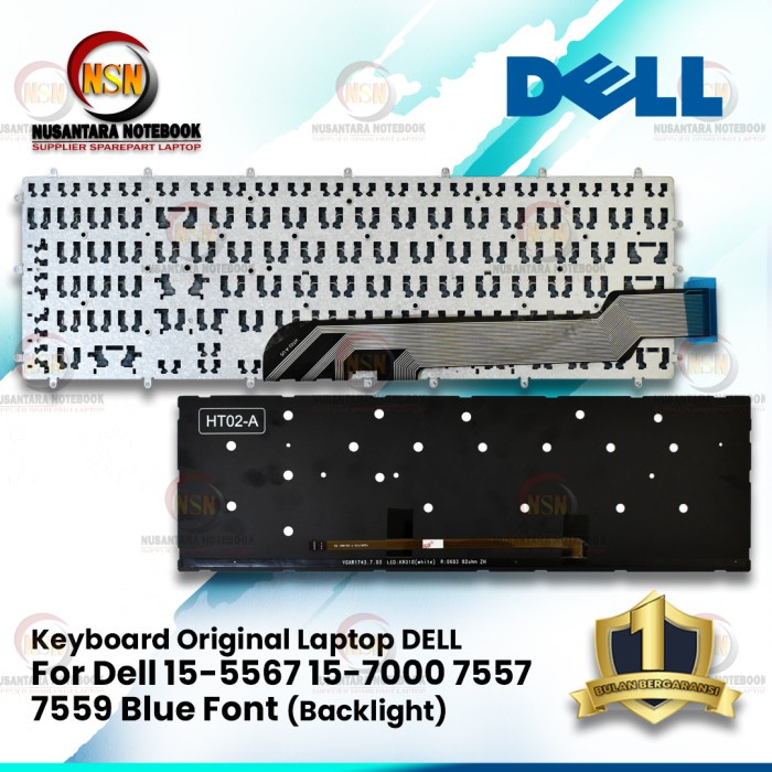 Keyboard Original Laptop Dell 15-5567 15-7000 7556 Blue Font BackLight