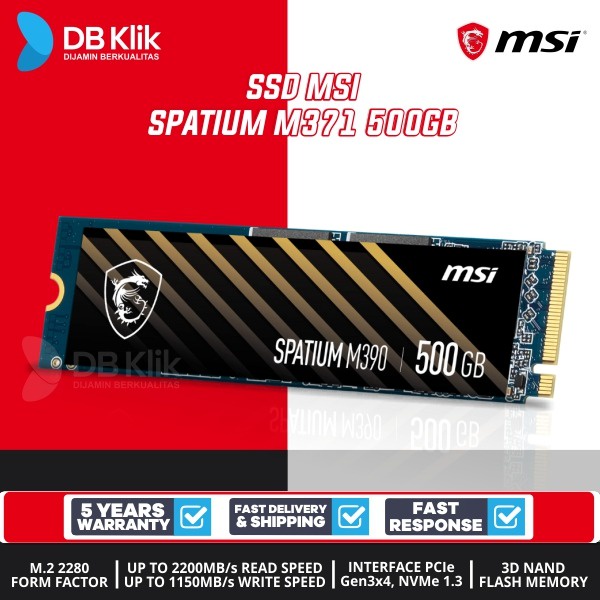 SSD MSI SPATIUM M371 500GB Nvme M.2 PCIe Gen3x4 - MSI M371 M.2 500GB
