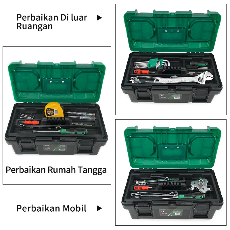 ISKU Tool box besar plastik 14 15 17 18 19 20 inch toolbox kotak perkakas besi tahan karat/kotak tempat alat bengkel/box alat perkakas tool box stainlees