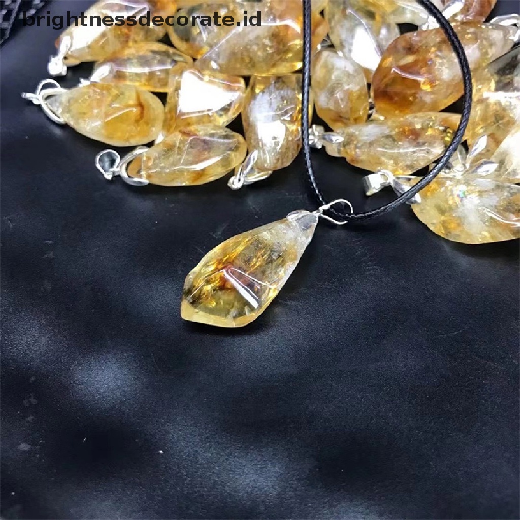 [Birth] Natural Brazil Citrine Charm Pendant Healing Crystals Enegry Stone DIY Perhiasan [ID]