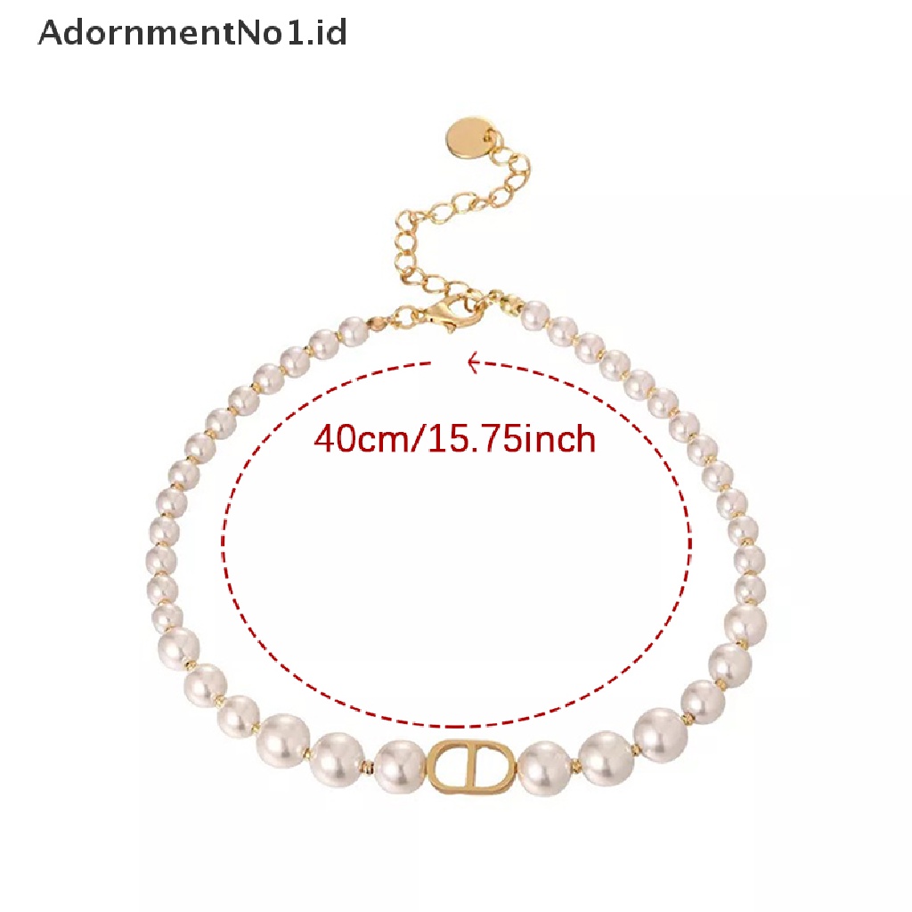 [AdornmentNo1] Fashion Bohemian Huruf CD Mutiara Choker Kalung Punk Kalung Untuk Wanita Perhiasan Perhiasan Tubuh [ID]