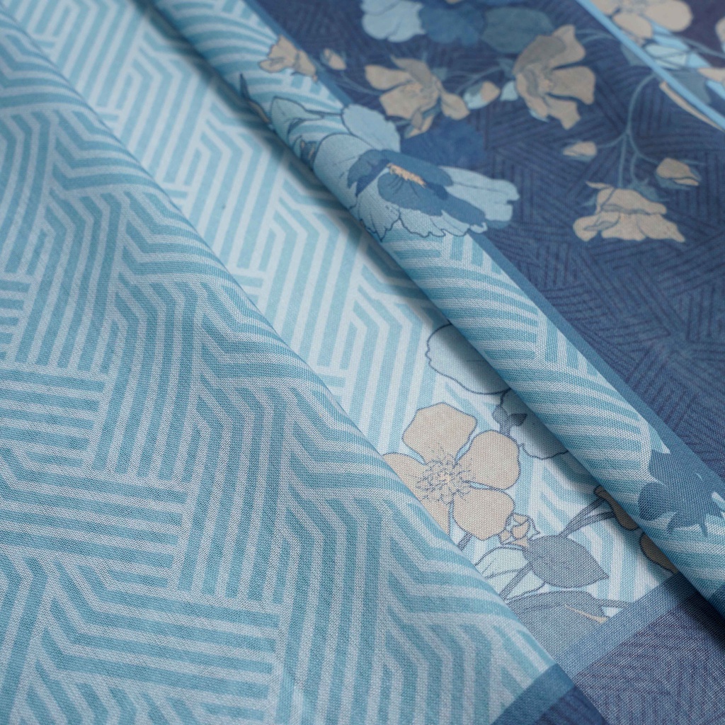 ALIF JILBAB SEGI EMPAT MOTIF PARIS PREMIUM KOREA - OMBRERO IN PAGEANT BLUE ( SPR-D5-005 )