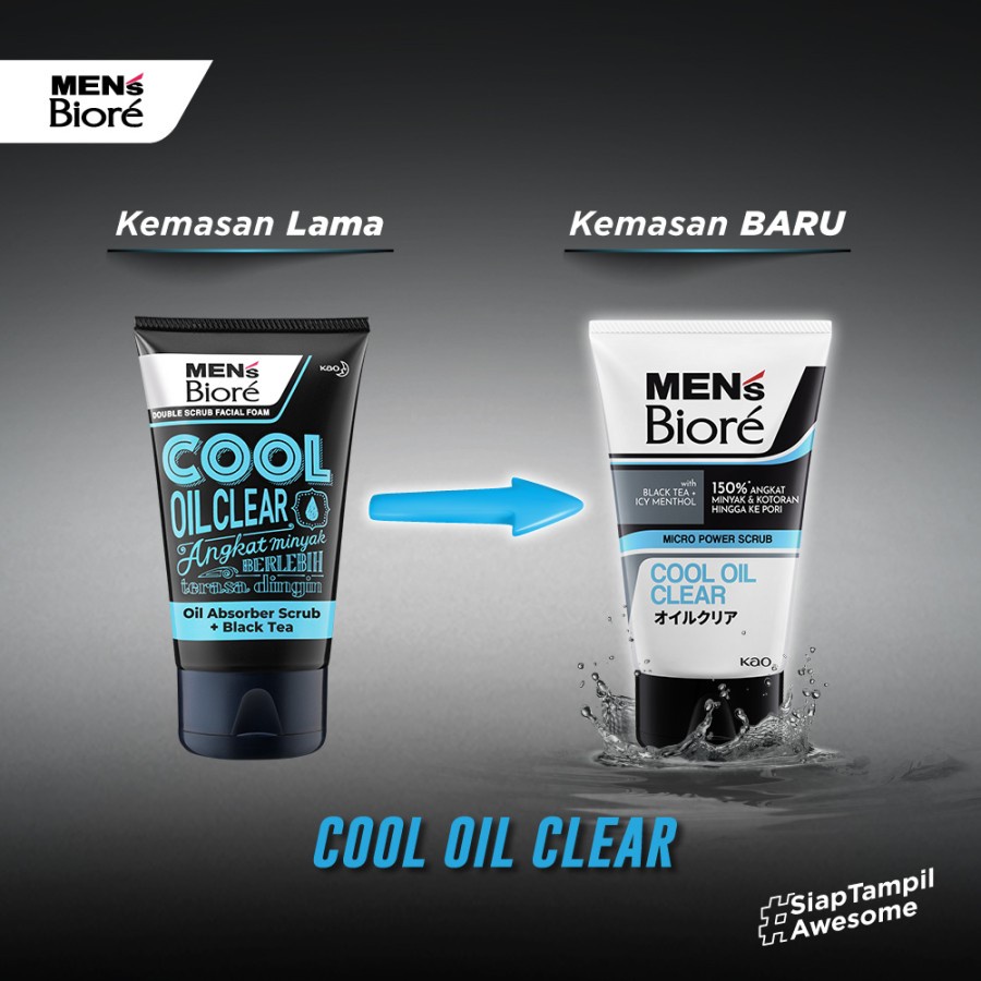 Men's Biore Double Scrub Cool Oil Clear Sabun Wajah Berminyak Pria